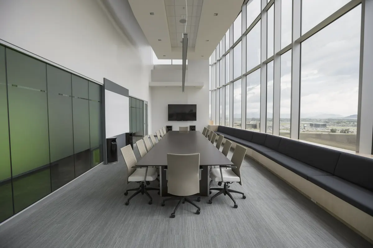 A bright, modern boardroom